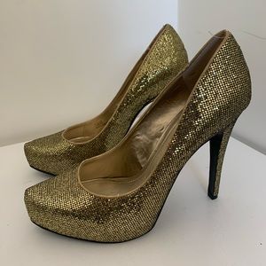 BCBG Gold Pumps